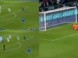 Ricardo Pereira aprovechó el rechace tras un córner. Capturas/Movistar+