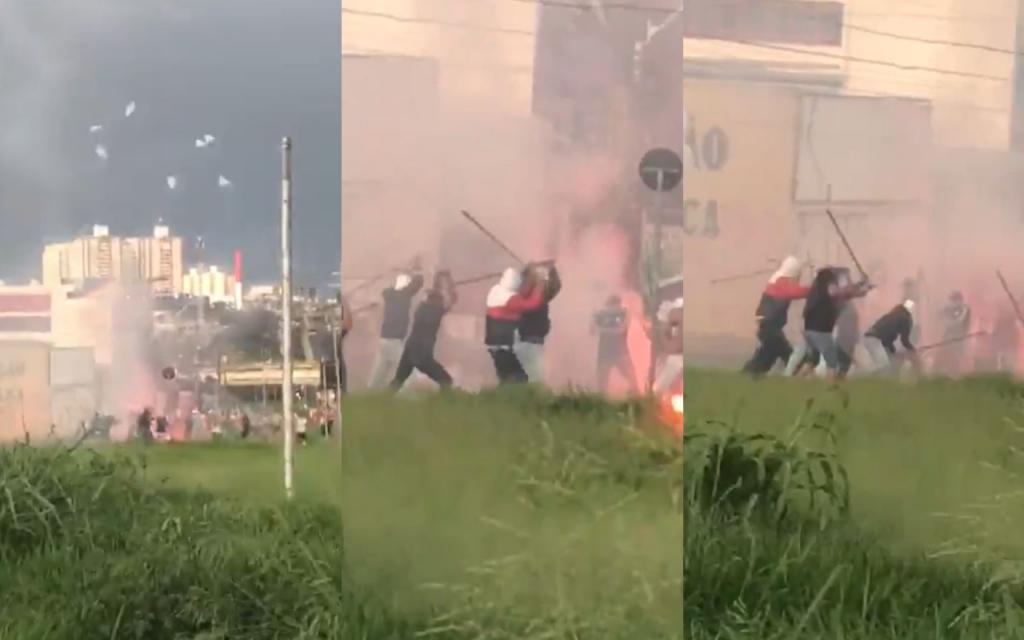 Palos, cohetes y un arma de fuego en la batalla campal entre ultras de Sao Paulo y Santos