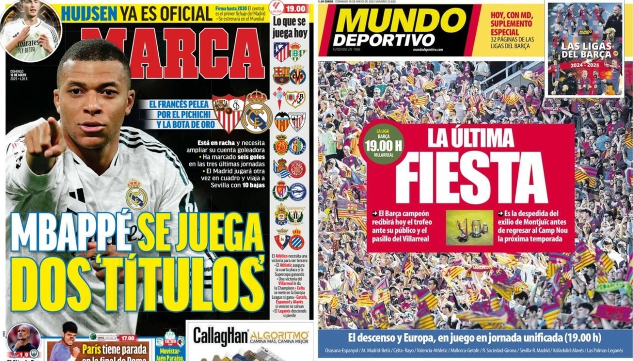 Portadas de la prensa deportiva del 18-05-2025