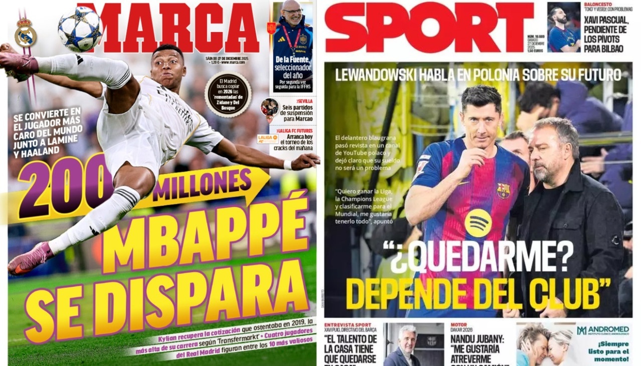 Portadas de la prensa deportiva del 27-12-2025