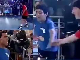 Messi y Maradona barrieron a Tévez y su acompañante. Captura/CanalTrece