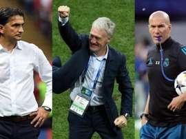 Dalic Zlatko, Didier Deschamps e Zidedine Zidane, melhor treinador do The Best. AFP