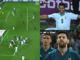 De Cavani a Messi, os gols de Argentina-Uruguai. Captura/DAZNEspaña