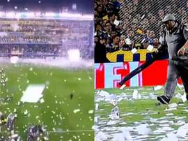 El Boca-River comenzó con retraso. Capturas/DAZN