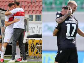 Stuttgart subiu para a elite alemã e Karlsruher evitou a queda. AFP