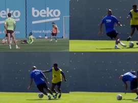 Vidal está sofrendo para recuperar o ritmo. Capturas/Twitter/FCBarcelona
