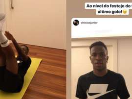 CR7 elogia Vinicius por desafio aceito pelo brasileiro. Instagram/viniciusjunior - cristiano