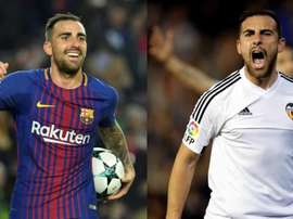 Dilema de Alcácer en la final de Copa: ¿Barça o Valencia? Montaje/EFE