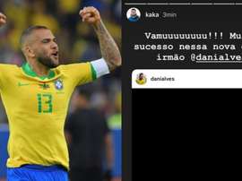 Kaká se empolga com a chegada de Daniel Alves ao São Paulo. AFP/Instagram