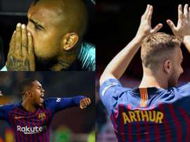 Montage de Arturo Vidal, Malcom et Arthur Melo. EFE