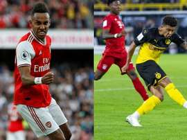Deux rumeurs qui envoient Aubam et Jadon Sancho au Real Madrid. Montage/AFP