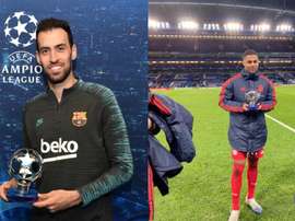 Busquets e Gnabry, os 'MVP' da rodada para a UEFA. Montaje/FCBarcelona/BayerndeMúnich