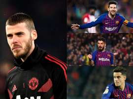 De Gea enfrentará novamente o trio ofensivo do Barcelona. Montaje/EFE/AFP