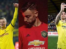 Haaland, Bruno Fernandes et Alcácer ont marqué le mercato d'hiver. AFP/ManUtd/EFE