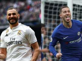 Hazard aprecia uma caraterística em Benzema que gostava de ter. Montaje/AFP