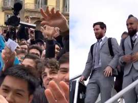 Messi accueilli comme un roi à Naples. Twitter/FCBarcelona_es