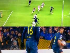 Un 2-0 para Boca en el descanso. Captura/FoxSports