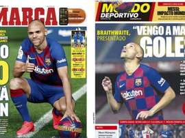 Capa das revistas Marca e Mundo Deportivo de 21-02-20. Montagem/Marca/MundoDeportivo