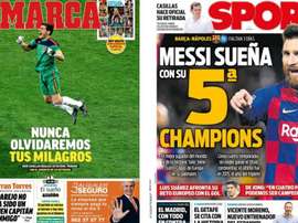 Capas dos jornais espanhóis Marca e Sport.