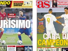As capas da imprensa esportiva. Montagem/MD/AS