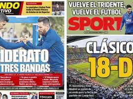 Capas dos jornais Mundo Deportivo e Sport. Montagem/MD/Sport