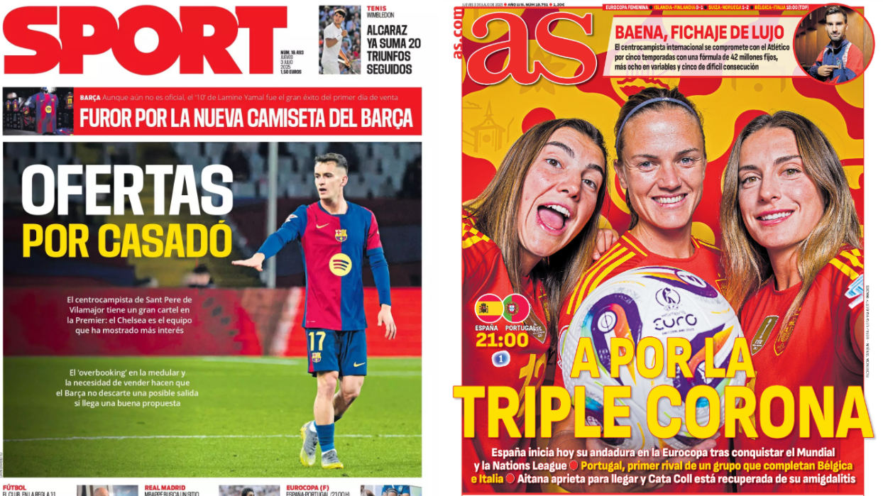 Portadas de la prensa deportiva del 03-07-25
