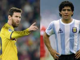 Leo Messi e Maradona foram comparados por Roberto Ayala. Montagem/EFE