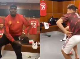 Pogba and James danced in the dressing room. Screenshots/Twitter/OmikunleJoseph5