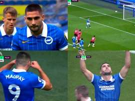 Maupay adelantó al United y Maguire empató. Captura/DAZN