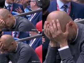 Le sixième but de City semble être un calvaire pour Guardiola. Capture/BTSport