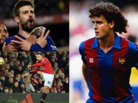 Les huit joueurs qui ont évolué à Barcelone et à Manchester United. AFP