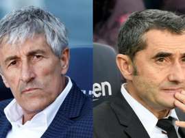 Barcelona de Quique Setién marca menos gols que o de Ernesto Valverde. Montagem/AFP