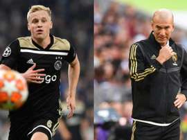 Zidane, el responsable del frenazo a Van de Beek. Montaje/AFP
