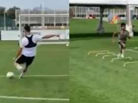 Assim treinam Cristiano e Cristiano Junior. Twitter/SC_ESPN