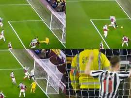 El fallo garrafal de Ritchie con el Newcastle. Montaje/SkySports