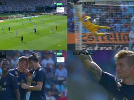 Míssil de Kroos e o segundo do Real. Capturas/Movistar