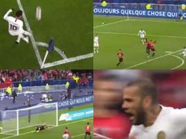 Daniel Alves abre o placar para o PSG. Capturas
