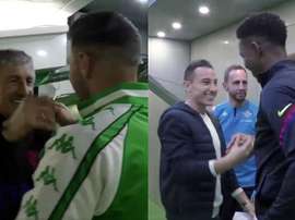 Setién e Junio recebidos com carinho pelo Betis. Captura/RealBetis