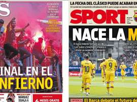 Capas dos jornais AS e Sport 21-10-19. Montagem/AS/Sport