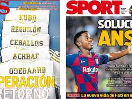 Les Unes d'AS et de Sport du 26-10-2019. Montages/AS/Sport
