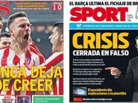Capas dos portais AS e Sport do dia 19-02-20. AS/Sport