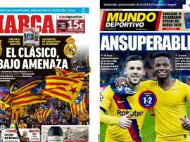 Capas da Marca e Mundo Deportivo do dia 11-12-19. Montagem/Marca/Mundo Deportivo