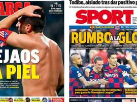 As capas da imprensa esportiva. Montaje/Marca/Sport