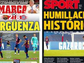 As capas da imprensa esportiva. Montaje/Marca/Sport