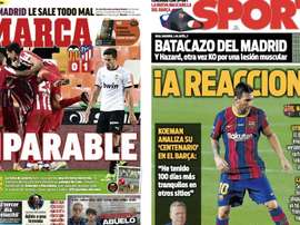 As capas da imprensa esportiva de 29 de novembro de 2020. Marca/Sport