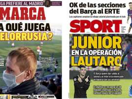 Las portadas de la prensa deportiva de hoy. Montaje/Marca/Sport