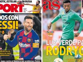 Capas dos portais Sport e AS do dia 07-12-19. Sport/AS