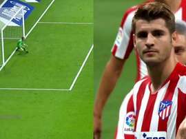Comme Saúl contre le Barça, Morata a dû retirer son penalty. Captures/Movistar