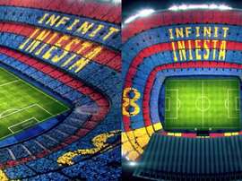 Coreografia para a despedida de Iniesta. Captura/FCBarcelona