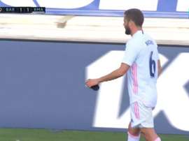 Real Madrid had to replace Nacho before half-time. Screenshot/MovistarLaLiga